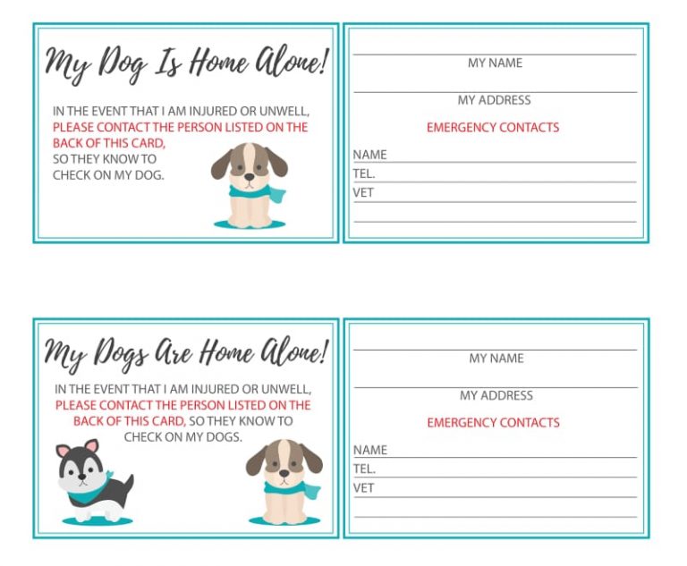 [FREE] My Pet Is Home Alone Emergency Card | Cats, Dogs &amp; Other Pets