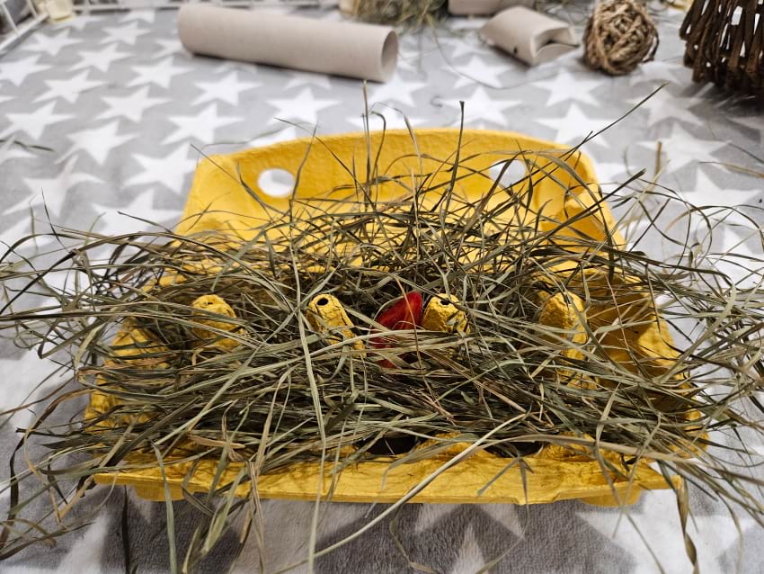 Egg carton rabbit toy